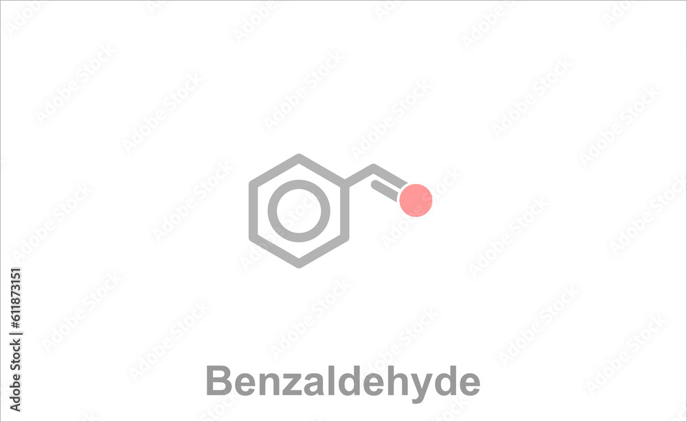 Simplified formula icon of benzaldehyde. Simplified formula icon of benzaldehyde.