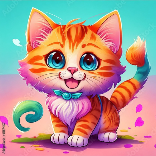 colorfull cute cat cartoon