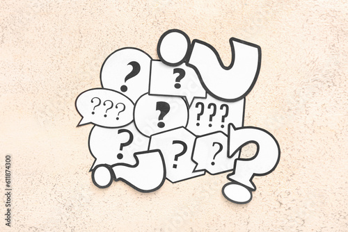 Speech bubbles with questio...