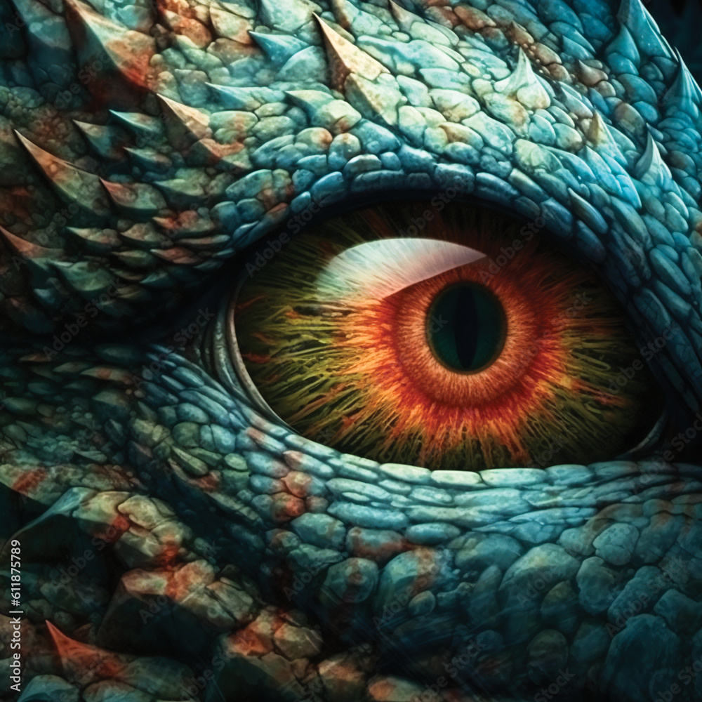 Fototapeta premium Dragon Eye Macro Shot. Created with Generative AI technology.