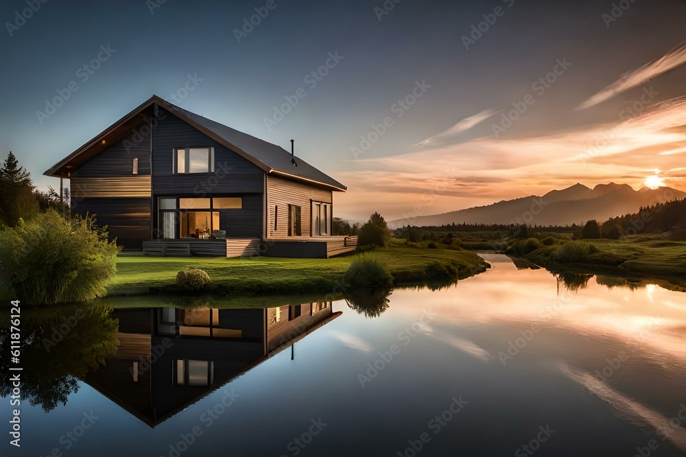 Obraz premium sunset on the lake