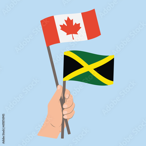 Flags of Canada and Jamaica, Hand Holding flags