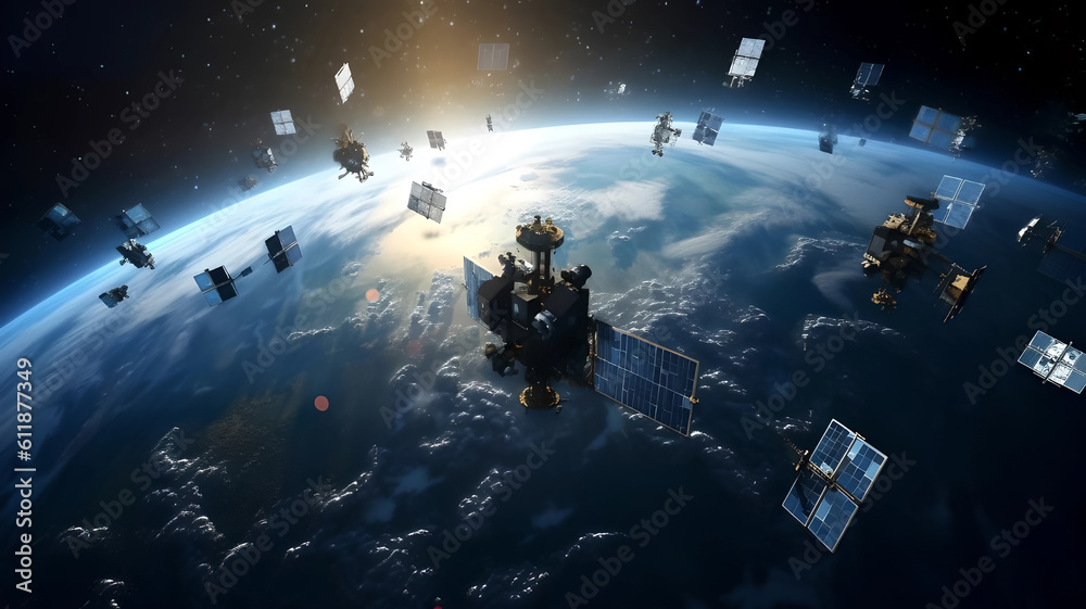 Constellation of satellites near the Earth Generative AI