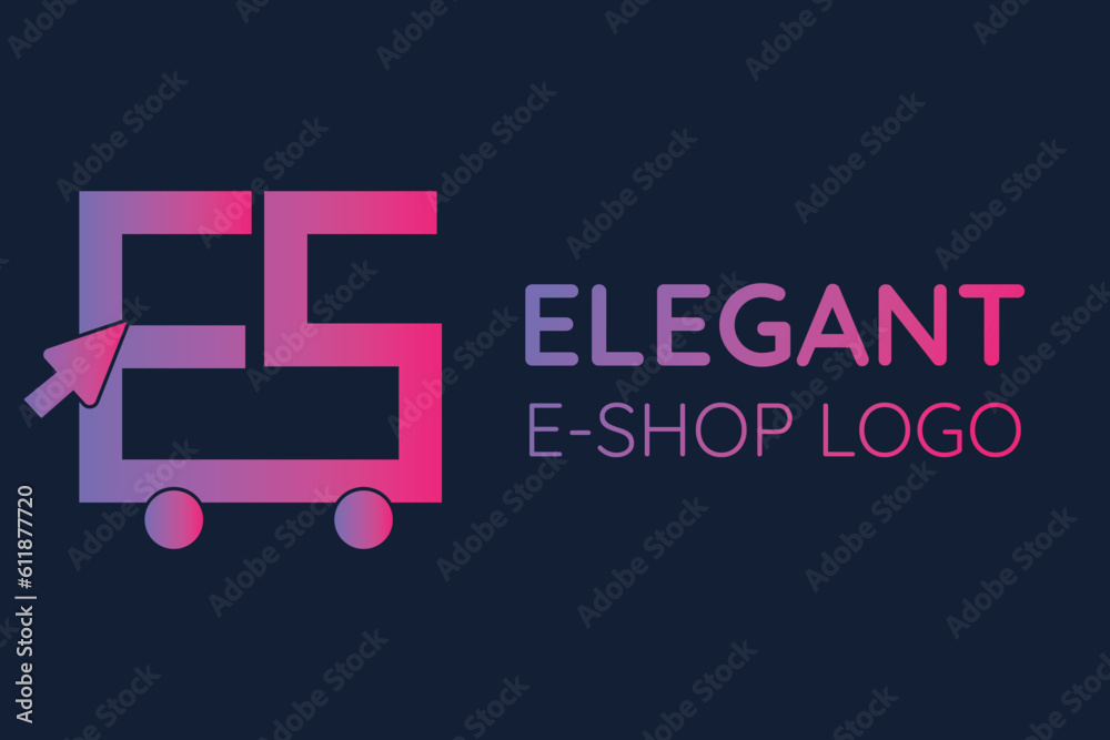 Elegant online e-shop logo design