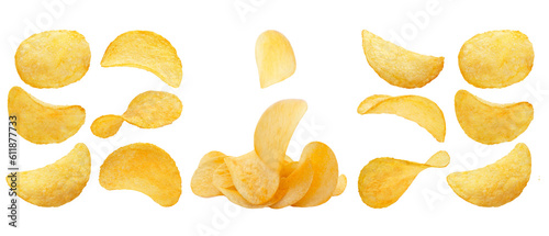 Foto 3 styles of Potato chips isolated