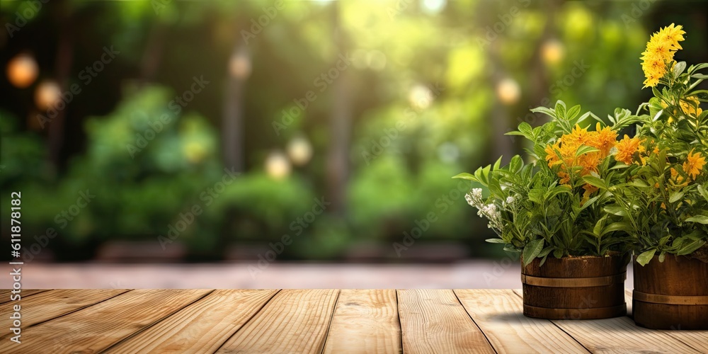 Abstract beautiful garden table setting with nature's delights and flowers. Background for summer Abstract beautiful garden table setting with nature's delights and flowers. Background for summer