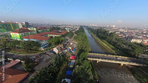 BKT Aerial Drone low over trees - banjir kanal timur - east flood canal photo