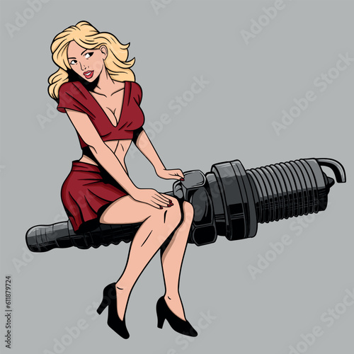 Illustration of pin up girl vector