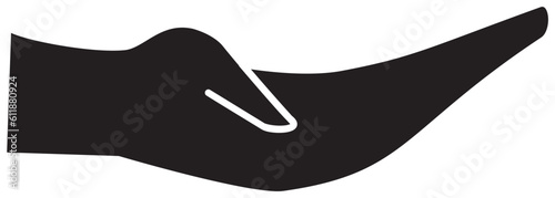 The illustration of a hand icon is looking up
