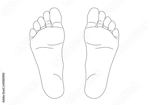 人体 パーツ 足の裏  線画  指 爪 肌 両足 透過 png 背景透明