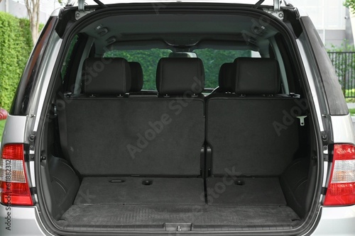 rear view of the car open trunk The exterior of a modern, modern car empty trunk © chatchai