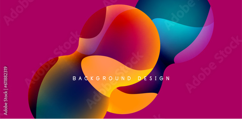 Bright abstract background glossy shiny circle and sphere composition. Minimalist geometric vector Illustration For Wallpaper, Banner, Background, Card