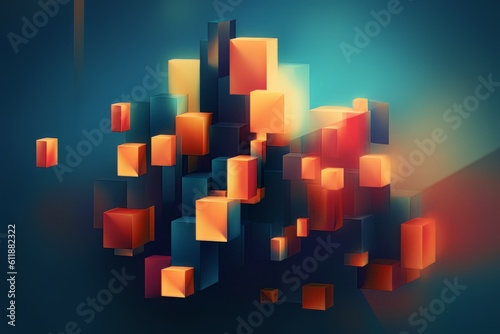 Network technology multicolored geometric abstract background. Ai Generative AI