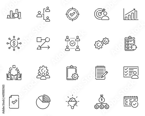 set of management icons, business, organization,