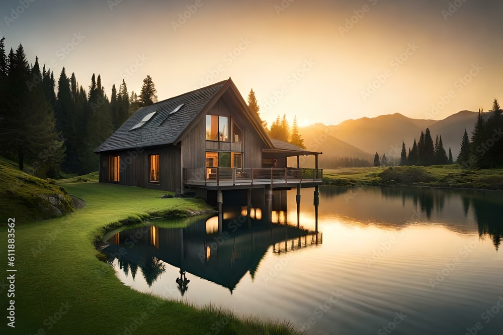 Fototapeta premium house on the lake