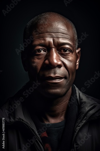 Portrait of a black man  middle age  50 years  AI Generative