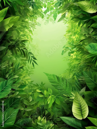 refreshing green leaf template poster. generative ai