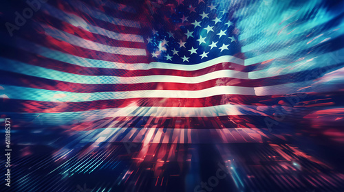 Independence Day background with Futuristic american Flag Generative AI