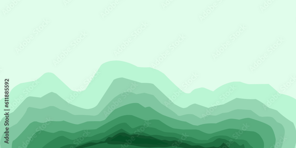 Stylized green gradient hills. Abstract vector background