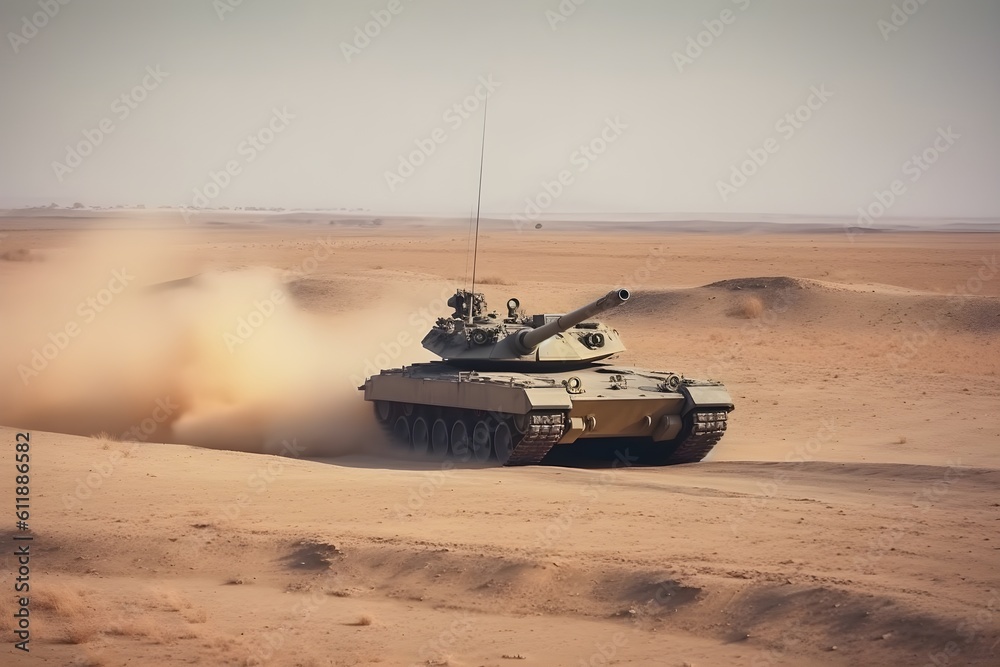 Modern tank in the field, ai generated Modern tank in the field, ai generated