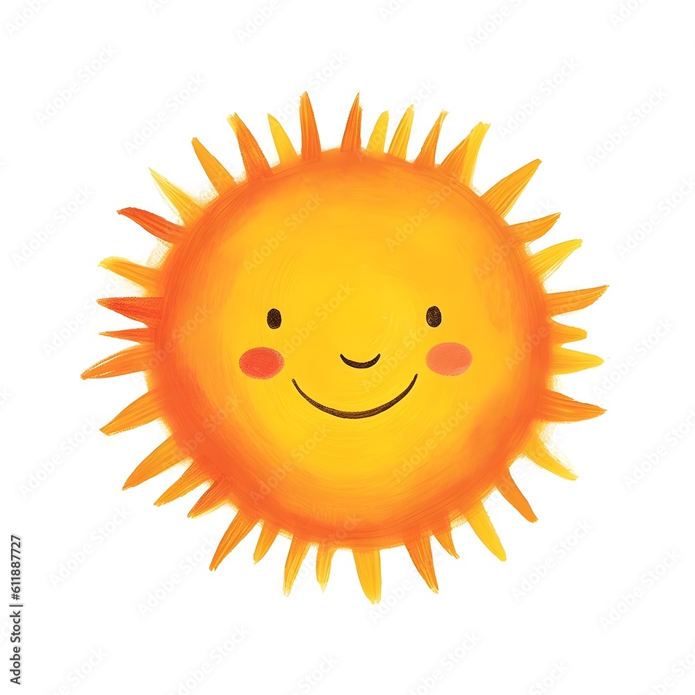 Fototapeta premium Cartoon funny sun illustration, ai generated