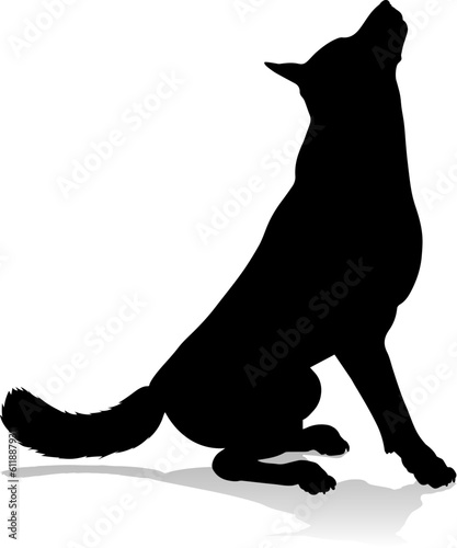 A detailed animal silhouette of a pet dog