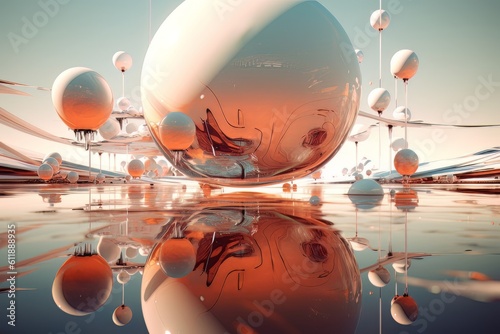 A glass ball with a sci-fi city of the future outside, made with generative Ai