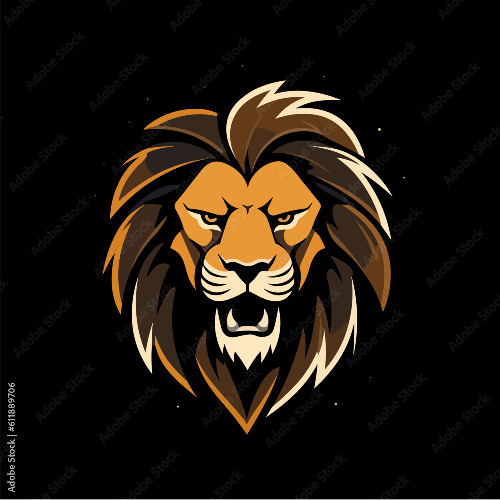 Fototapeta premium Minimalist lion head logo in vector.