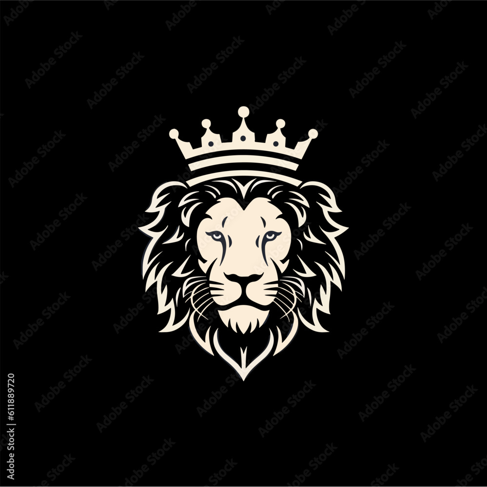 Fototapeta premium Minimalist lion head logo in vector.
