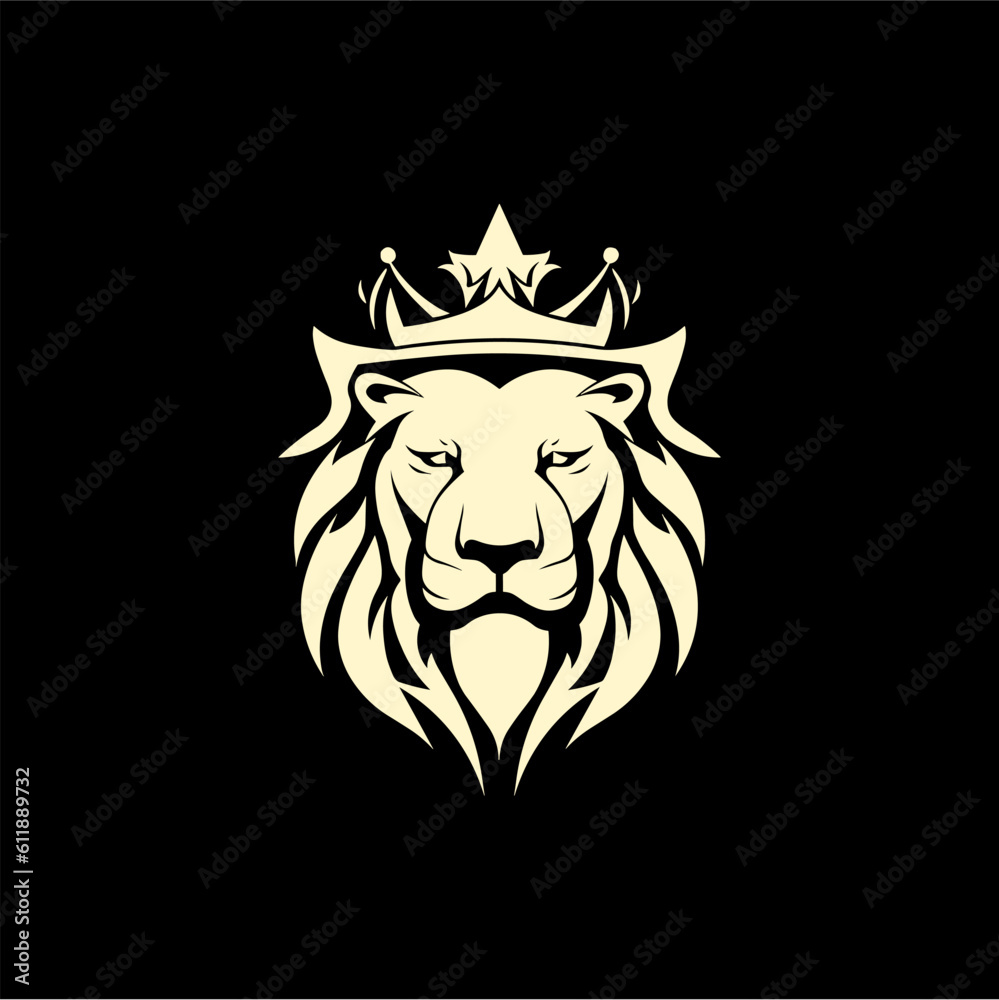 Obraz premium Minimalist lion head logo in vector.