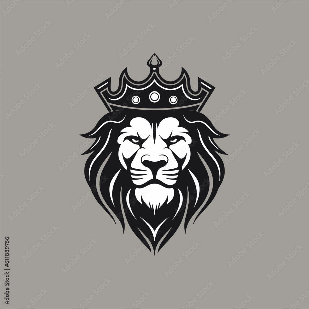 Obraz premium Minimalist lion head logo in vector.