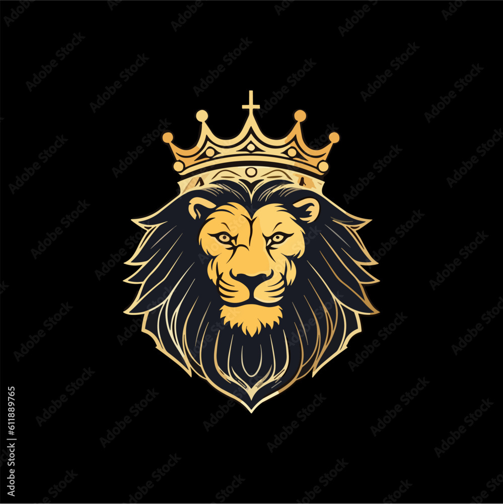 Obraz premium Minimalist lion head logo in vector.