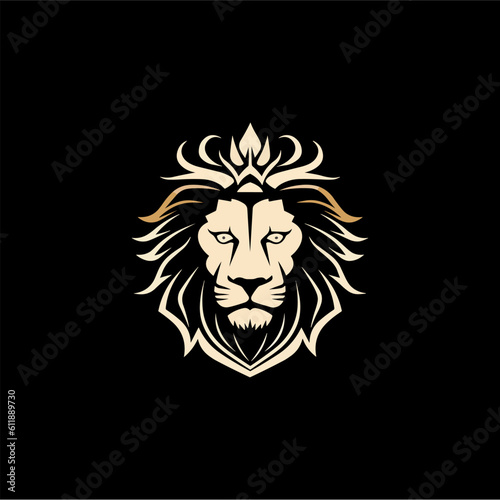 Fototapeta Naklejka Na Ścianę i Meble -  Minimalist lion head logo in vector.