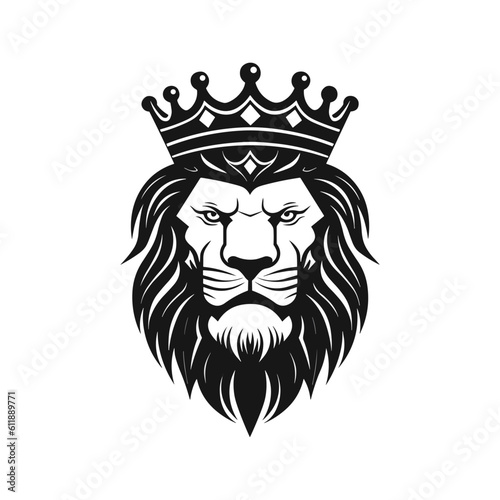Minimalist lion head logo in vector.