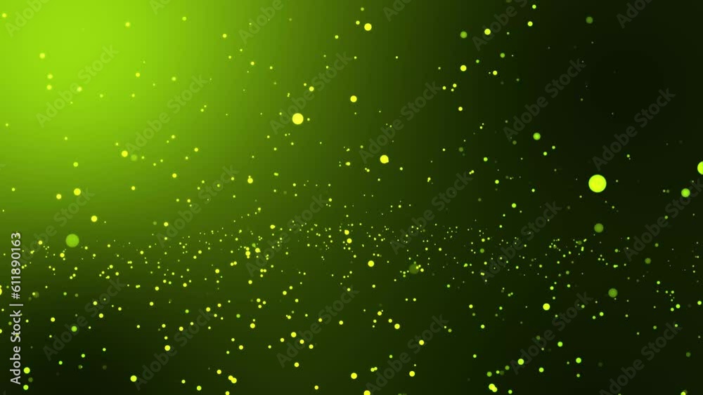 Animated abstract background and blue particles designed background. green colored particles rotate, fall and bounce in the background. Particle effect black/green background animation.