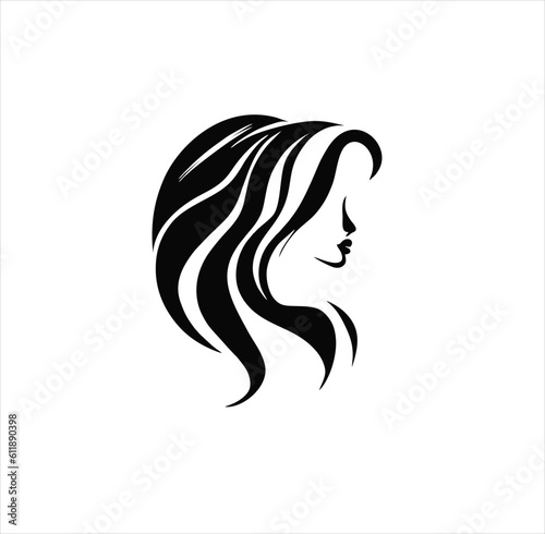 Woman hair silhouette vector illustration, beauty salon logo