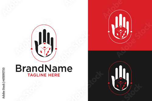 Logo Hand Gambler's Dice kasino vectors Royalty