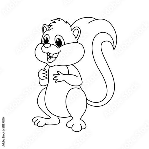 Funny squirrel cartoon coloring page