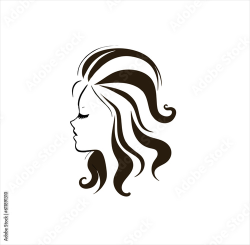 Woman hair silhouette vector illustration, beauty salon logo