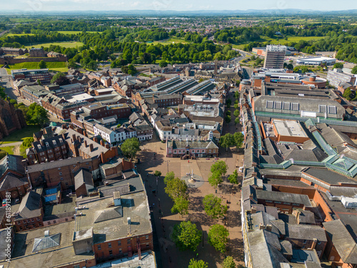 Fotografie Aerial drone photo of the town centre in Carlisle, England