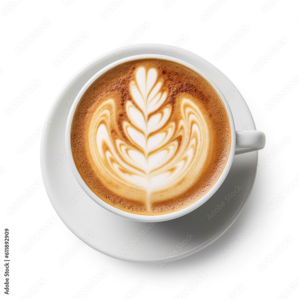 Generative ai illustration of cup of cappuccino with latte art Generative ai illustration of cup of cappuccino with latte art