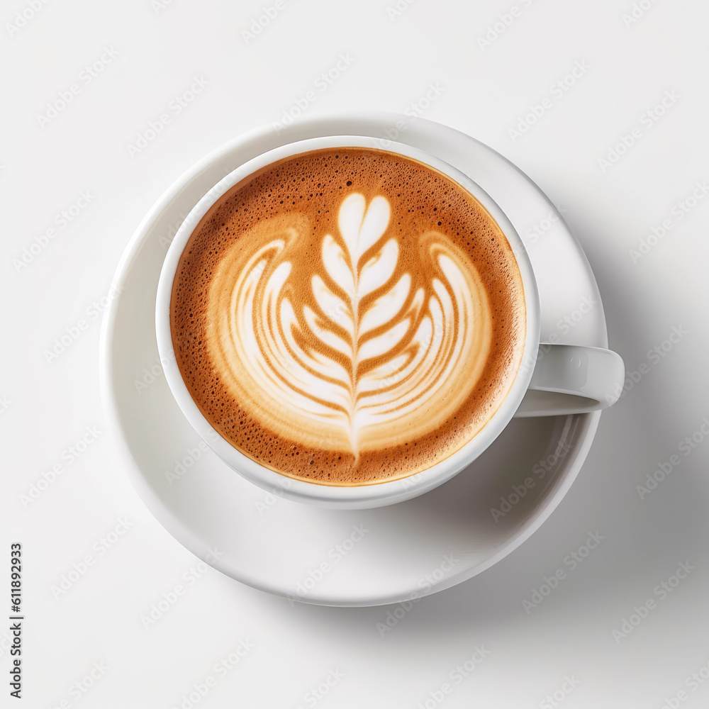 Generative ai illustration of cup of cappuccino with latte art