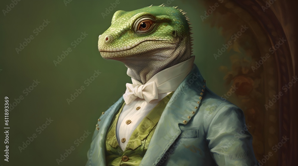 close up of a green frog gentleman Generative AI, AI Generated close up of a green frog gentleman Generative AI, AI Generated