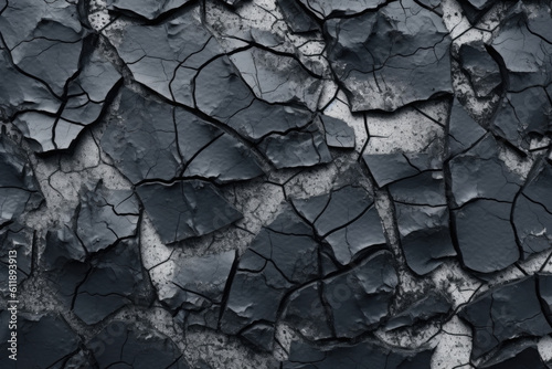 Volumetric Rock Textures: Cracked Black Stone Background