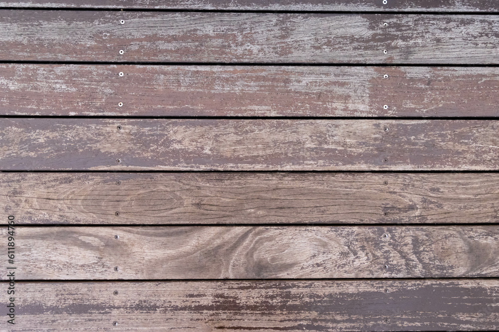 Horizontal brown wooden panel background with wood grain, copy space