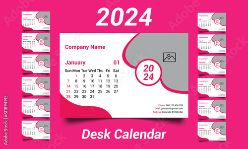 Desk calendar design 2024. Calendar design 2024.