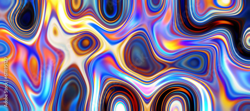 Abstract fluid iridescent curved wave in motion dark background