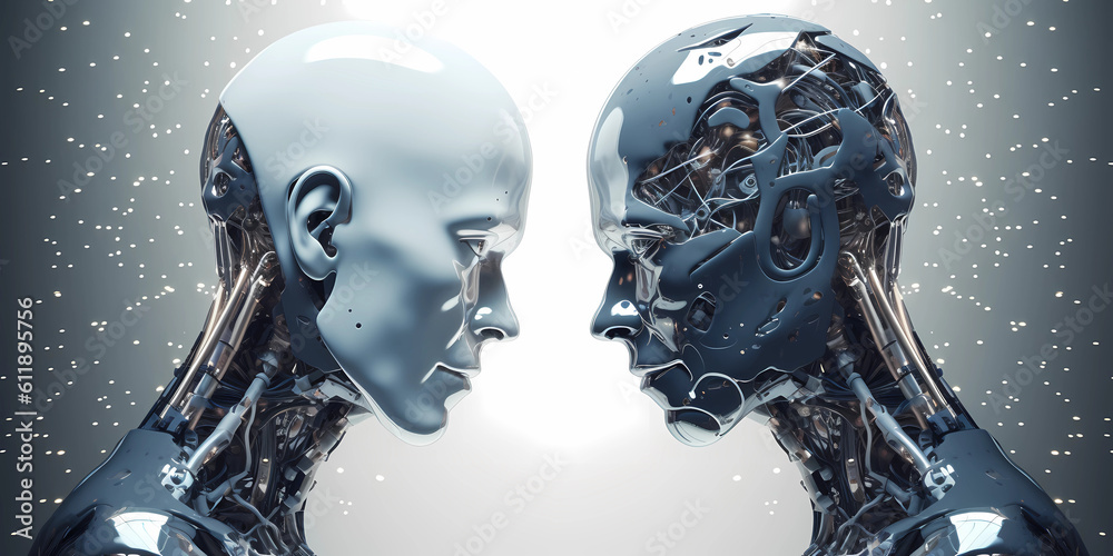 two Robots ai take over.Generative AI two Robots ai take over.Generative AI
