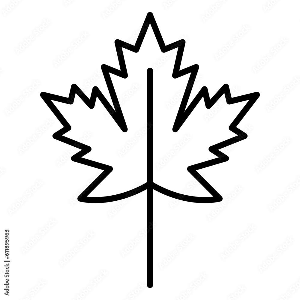 Illustration of Maple Leaf design Line Icon Illustration of Maple Leaf design Line Icon