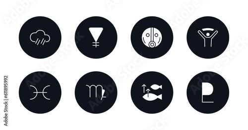 symbol for mobile filled icons set. filled icons such as precipitation, soapstone, fortitude, encouragement, pisces, virgo, abundance, pluto vector.